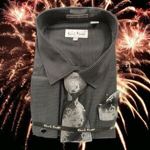 MEN'S KARL KNOX "X-SIZE" 22 1/2 X 37-38 BLACK-GREY BOX SQUARE COMBO SET. SX4475.